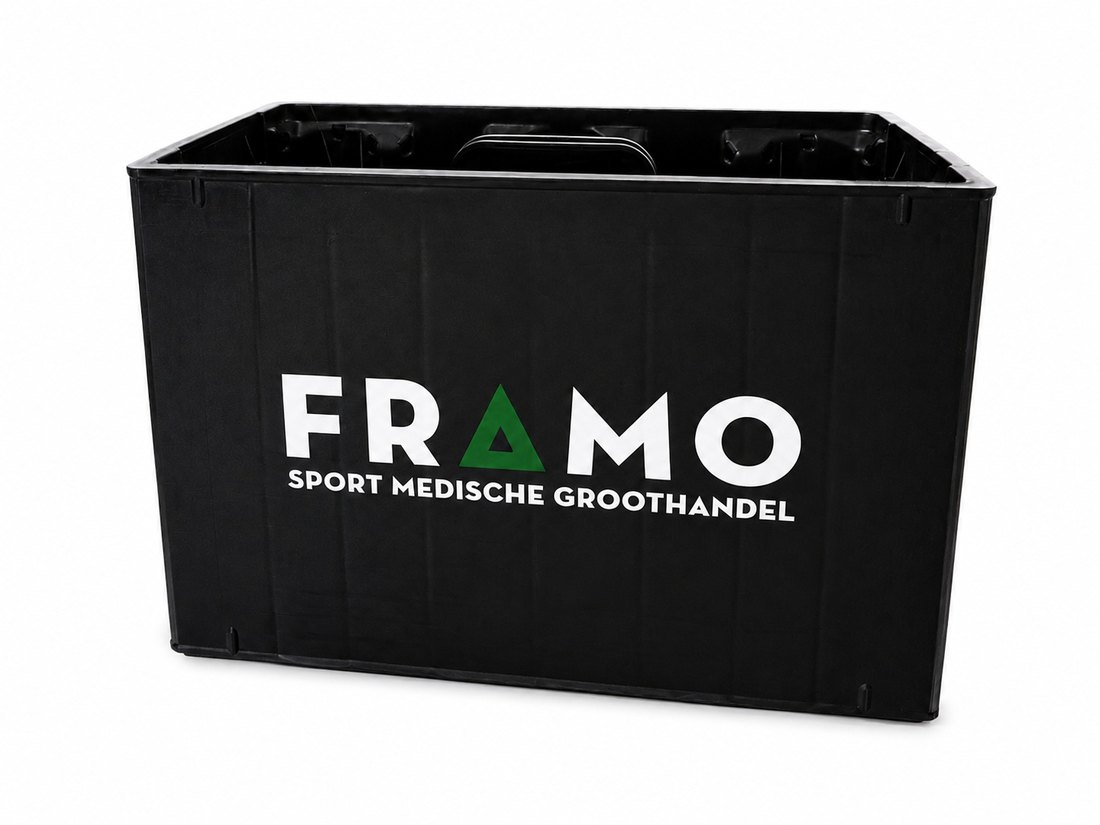 Black FRAMO crate for ten compatible sports bottles